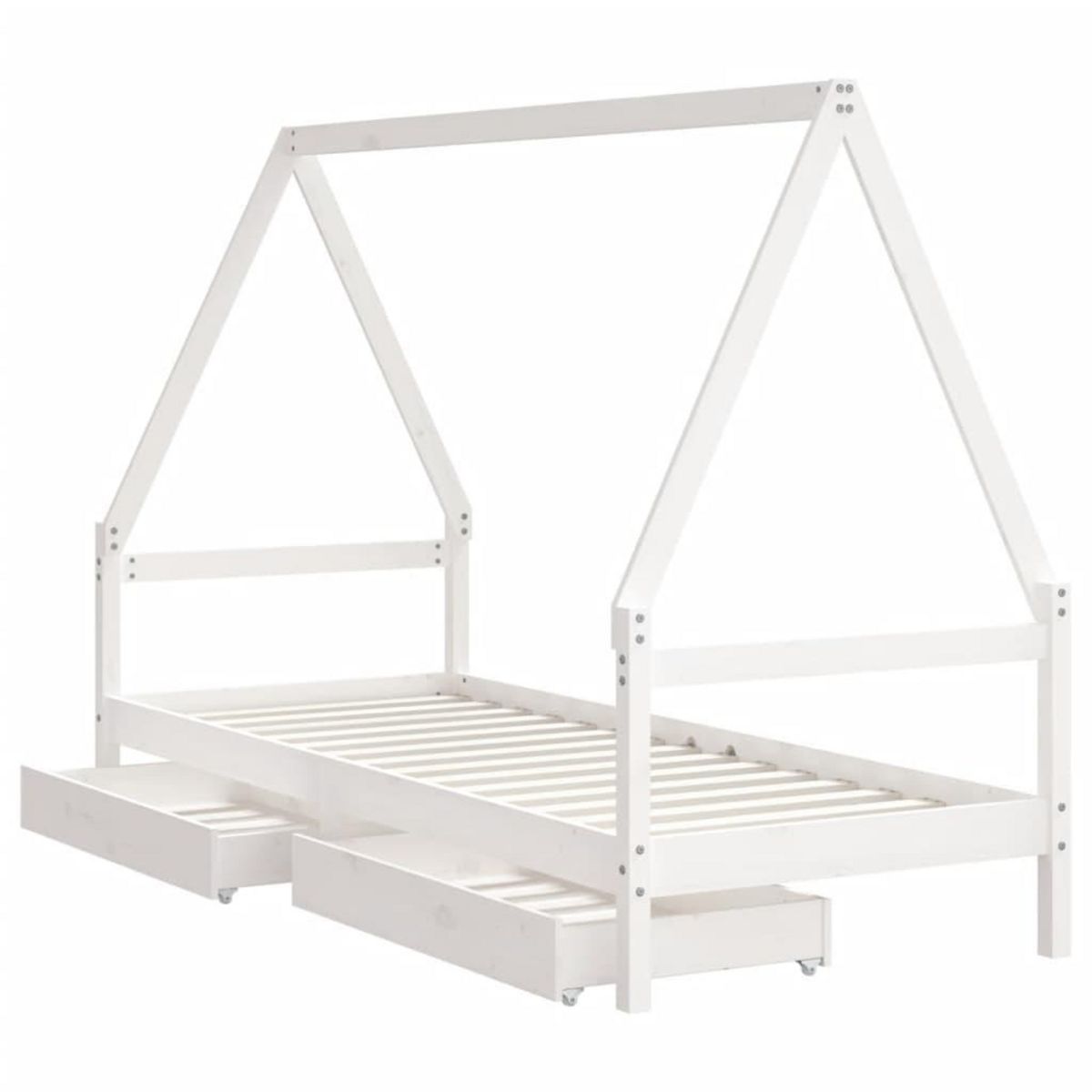 VIDAXL Cadre de lit enfant tiroirs blanc 90x200 cm bois de pin massif