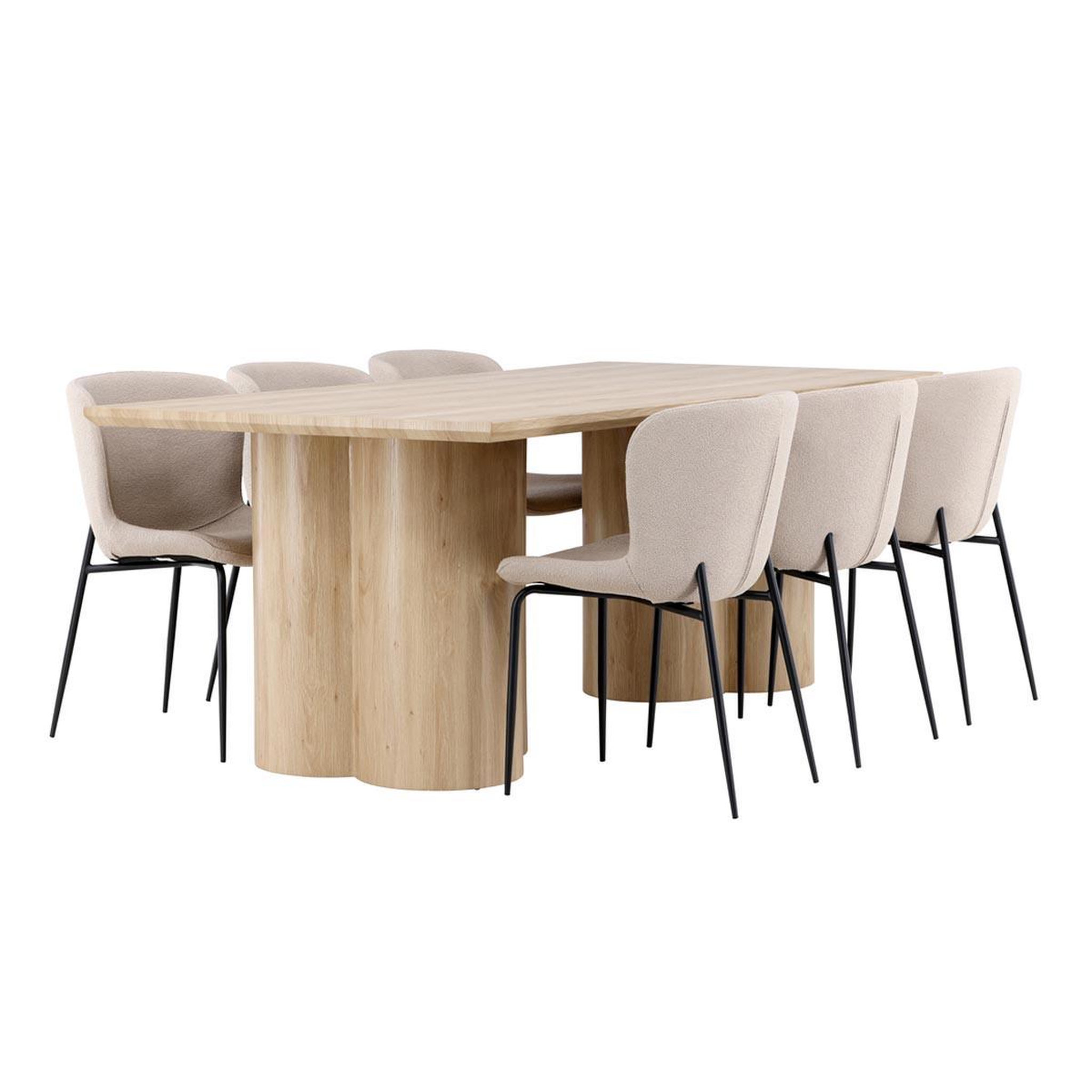 Paris Prix Ensemble table à manger & 6 chaises  olivia & modesto  210cm naturel & beige