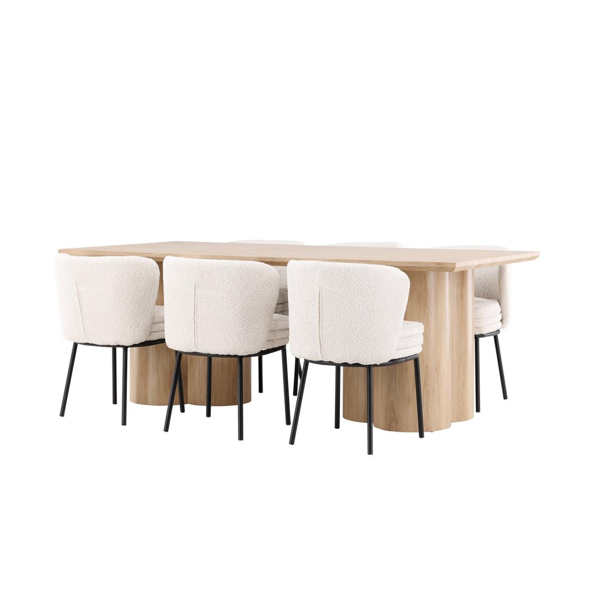 Voir la diapositive 3 : Paris Prix Ensemble table à manger & 6 chaises  olivia & agnes  210cm naturel & blanc