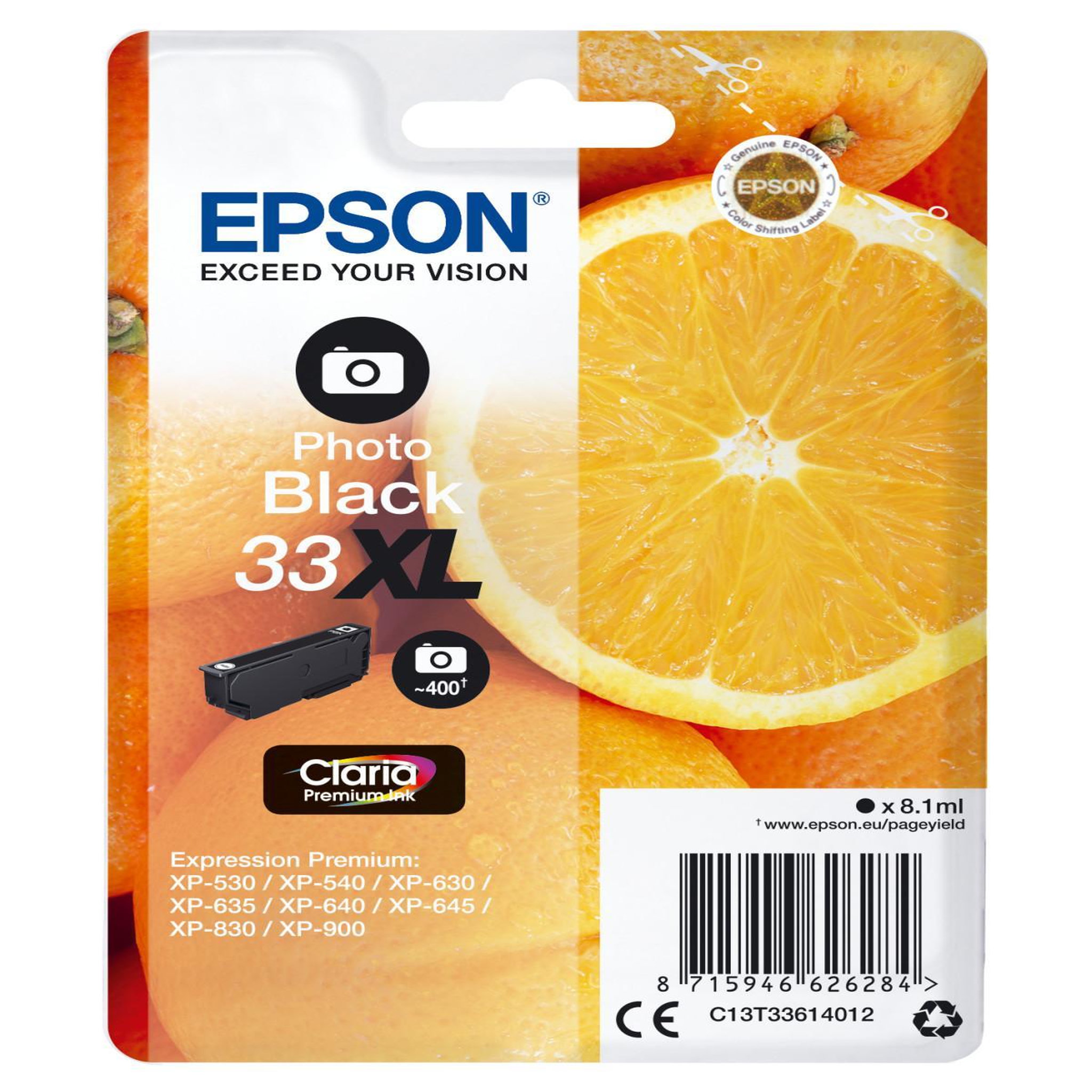 Voir la diapositive 2 : Epson Cartouche d'encre T3361 Noire PhotoXL Premium Série Orange