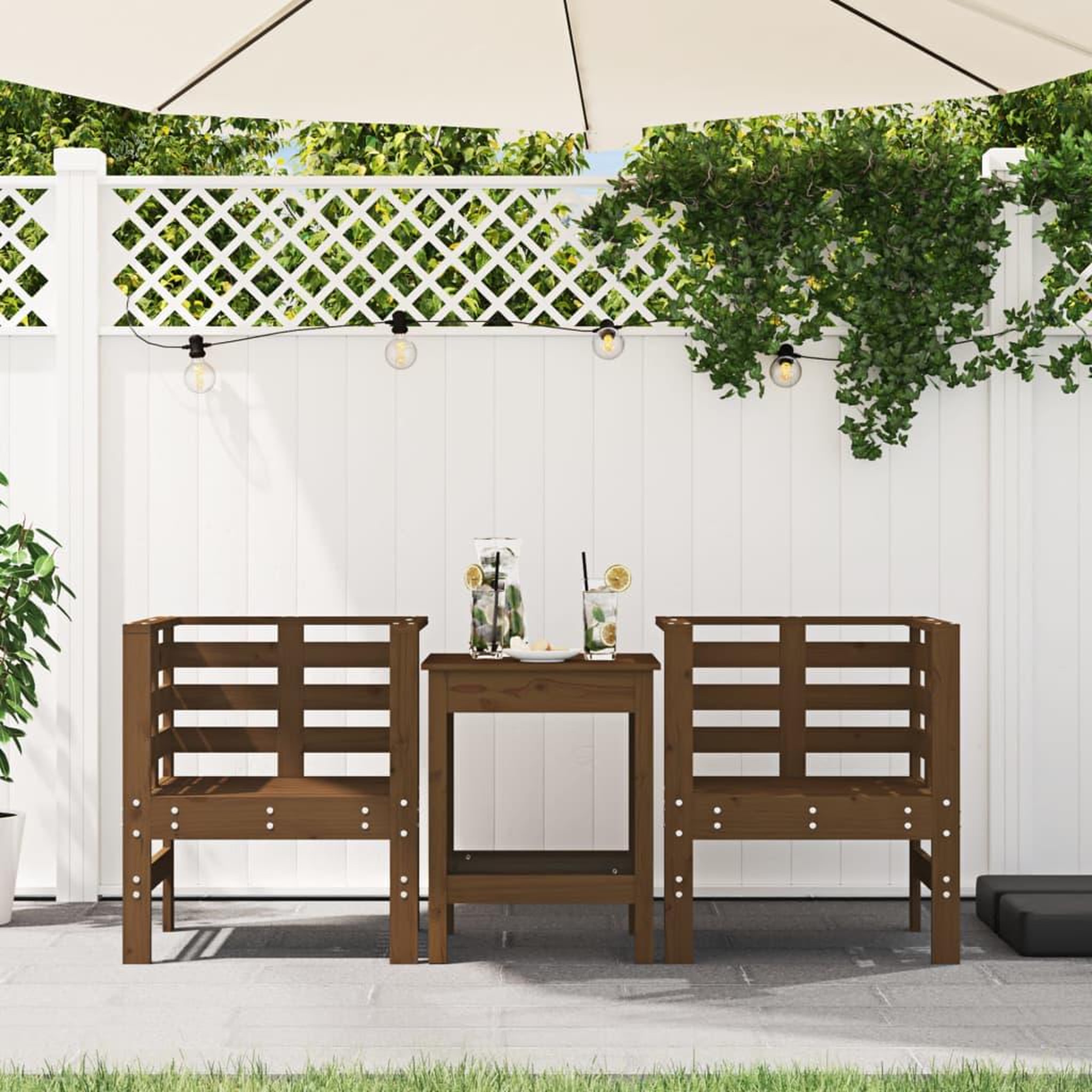 Voir la diapositive 3 : VIDAXL Chaises de jardin lot de 2 marron miel 61,5x53x71 cm pin massif