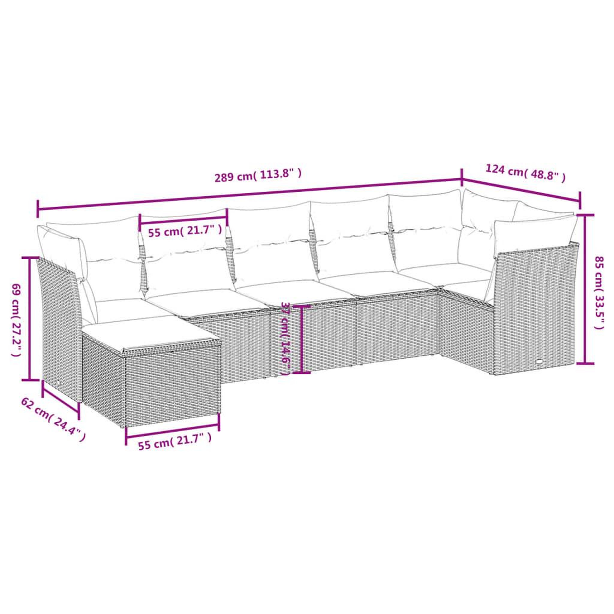 Voir la diapositive 4 : VIDAXL Salon de jardin 7 pcs avec coussins noir resine tressee