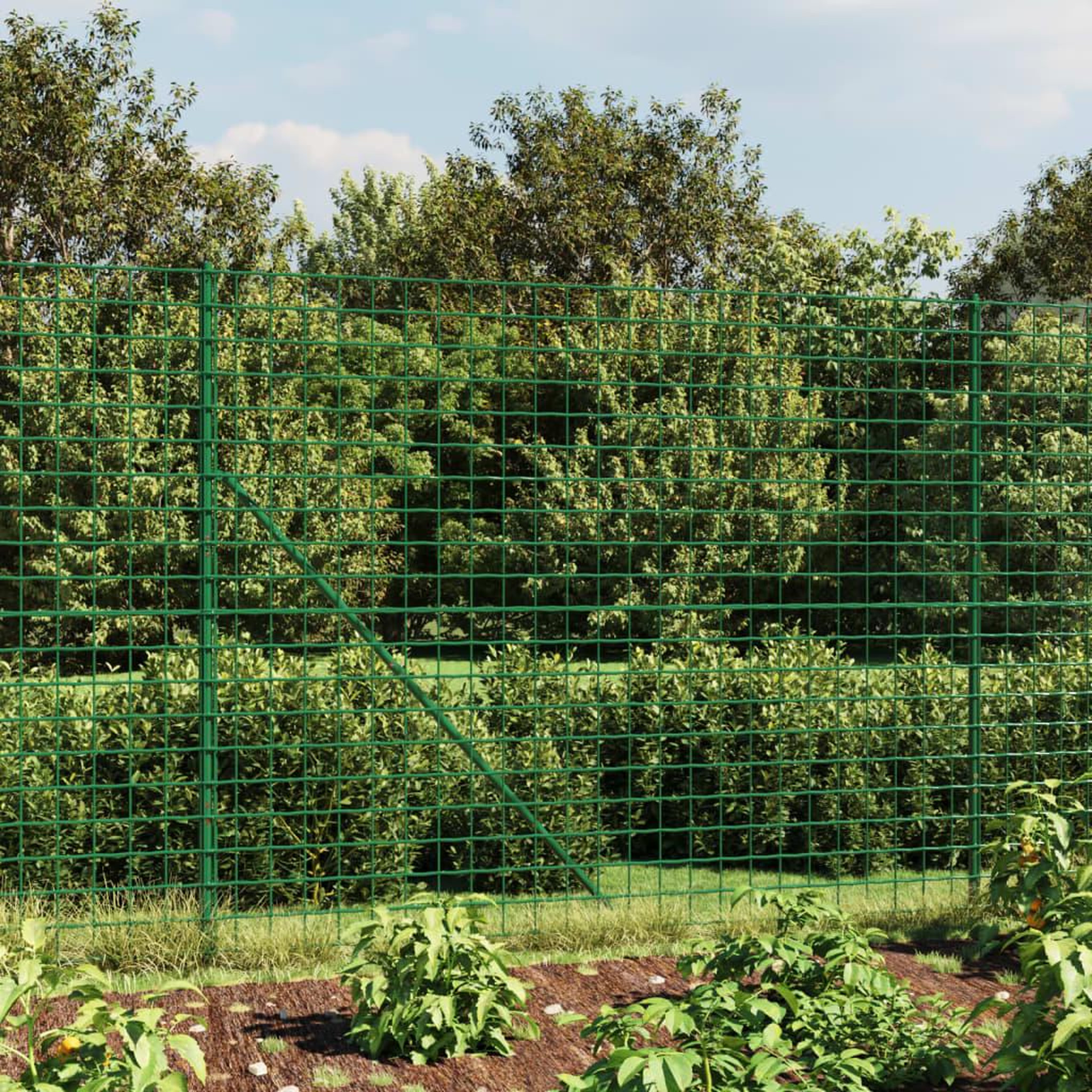 VIDAXL Cloture en treillis metallique et piquet d'ancrage vert 2,2x10m