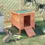 Voir la diapositive 2 : PAWHUT Clapier de sol niche enclos pour lapin porte rampe verrouillable 2 en 1 toit ouvrant bitumé bois sapin pré-huilé
