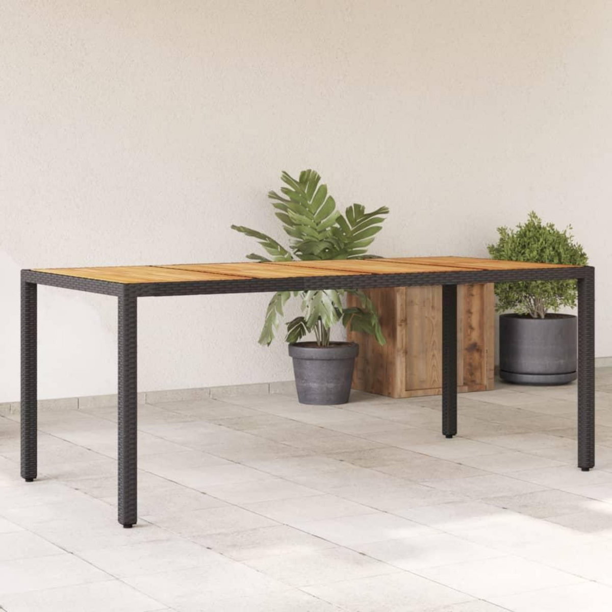 VIDAXL Table de jardin et dessus en bois d'acacia noir resine tressee