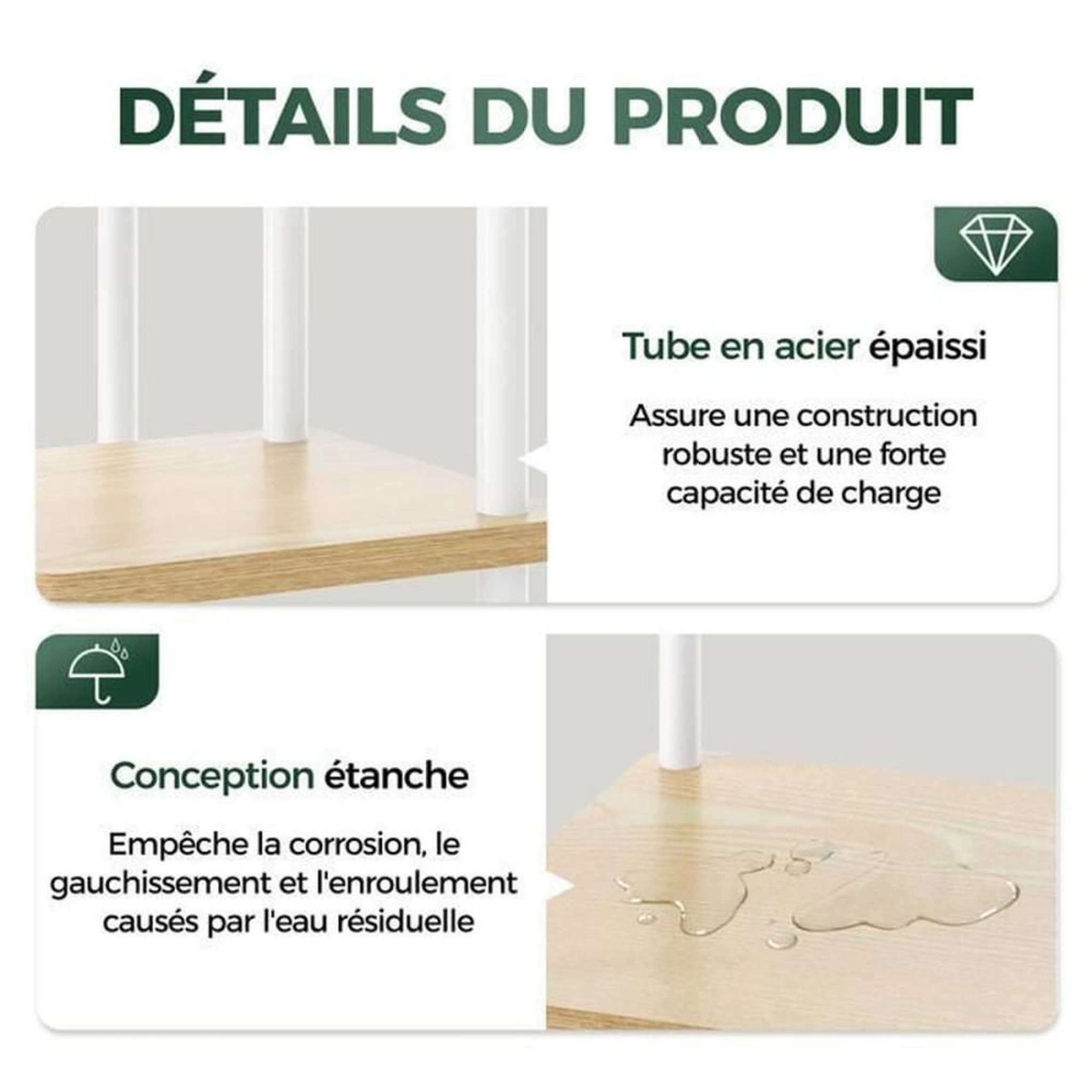Voir la diapositive 6 : Présentoir à plantes 5 niveaux blanc en métal et bois, étagère d'intérieur pour jusqu'à 5 pots