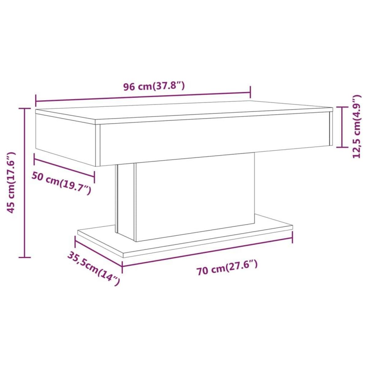 VIDAXL Table basse Chene fume 96x50x45 cm Bois d'ingenierie