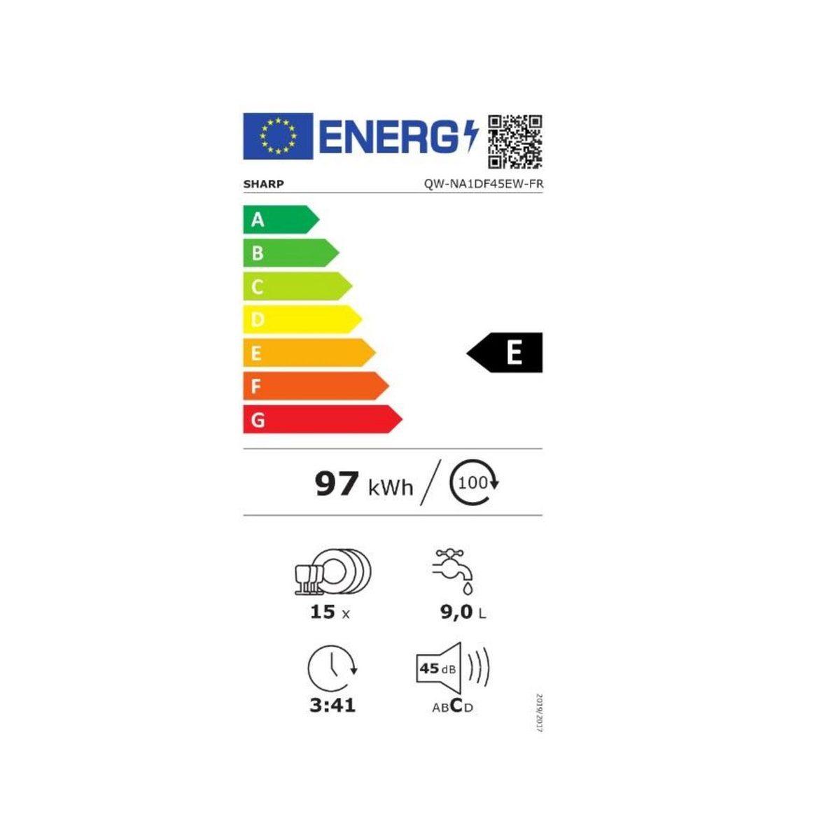 Sharp Lave-vaisselle 60cm 15 couverts 45db - qwna1df45ew