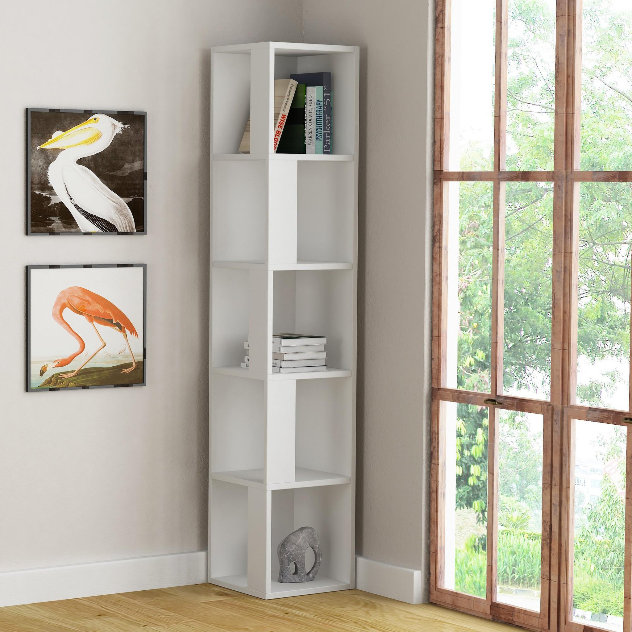 Voir la diapositive 2 : Habitat et Jardin Bibliothèque en bois  piano  - 34 x 34 x 161 cm - blanc