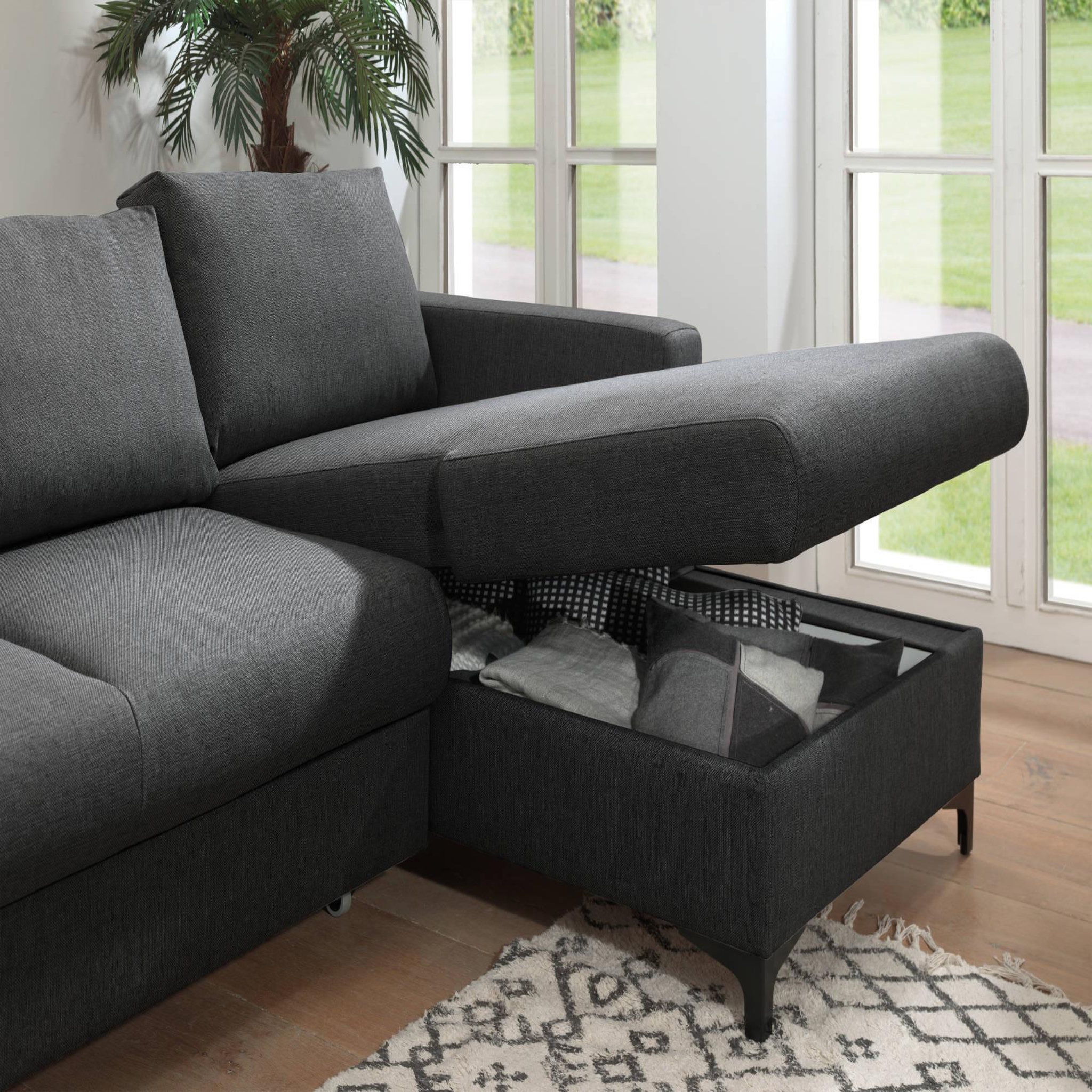 Voir la diapositive 4 : LISA DESIGN Tala - canapé d'angle droit - convertible avec coffre - 4 places - en tissu