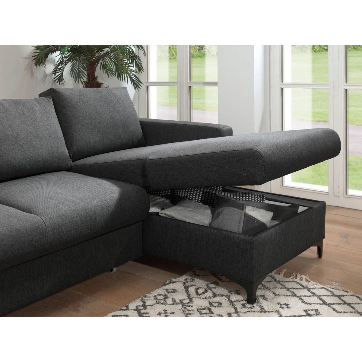 LISA DESIGN Tala - canapé d'angle droit - convertible avec coffre - 4 places - en tissu