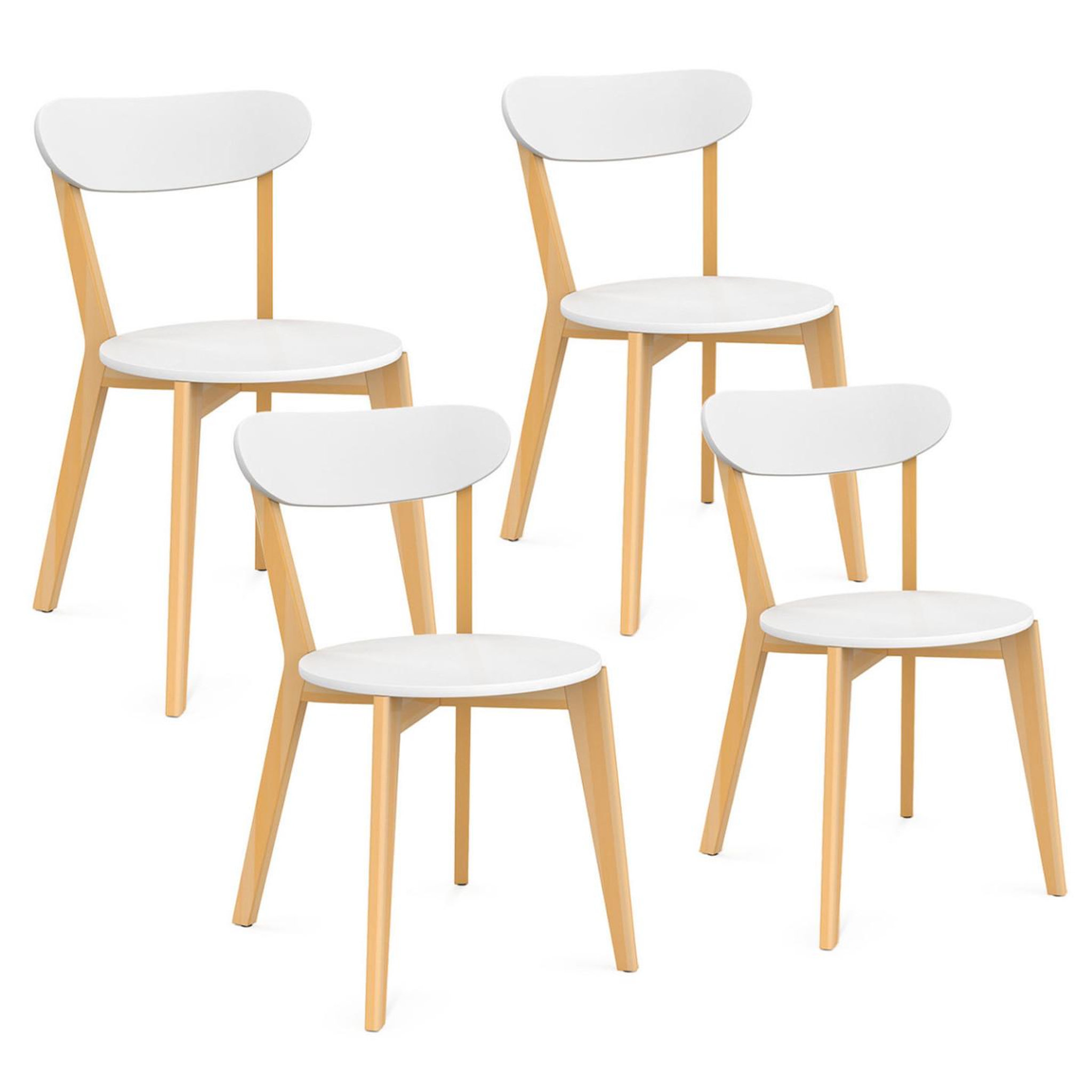 ID MARKET Lot de 4 chaises scandinaves freja bicolore blanc et bois pour salle à manger