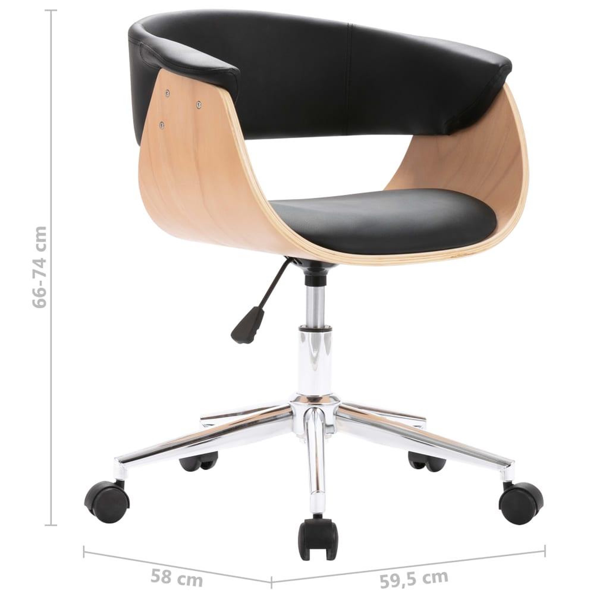 Voir la diapositive 6 : VIDAXL Chaise pivotante a manger Noir Bois courbe et similicuir
