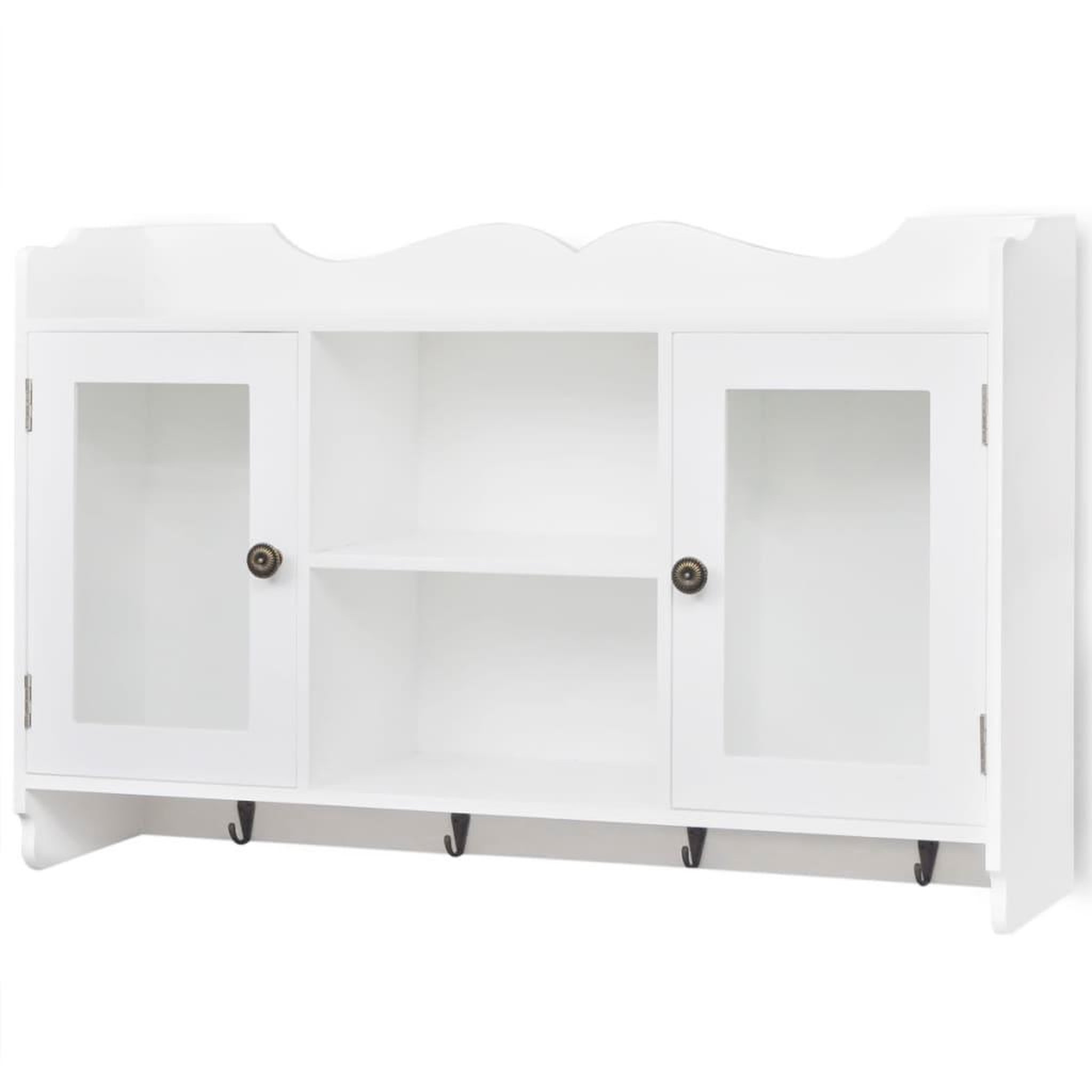 Voir la diapositive 2 : VIDAXL Vitrine murale avec etagere de livre / dvd / verre en mdf blanc