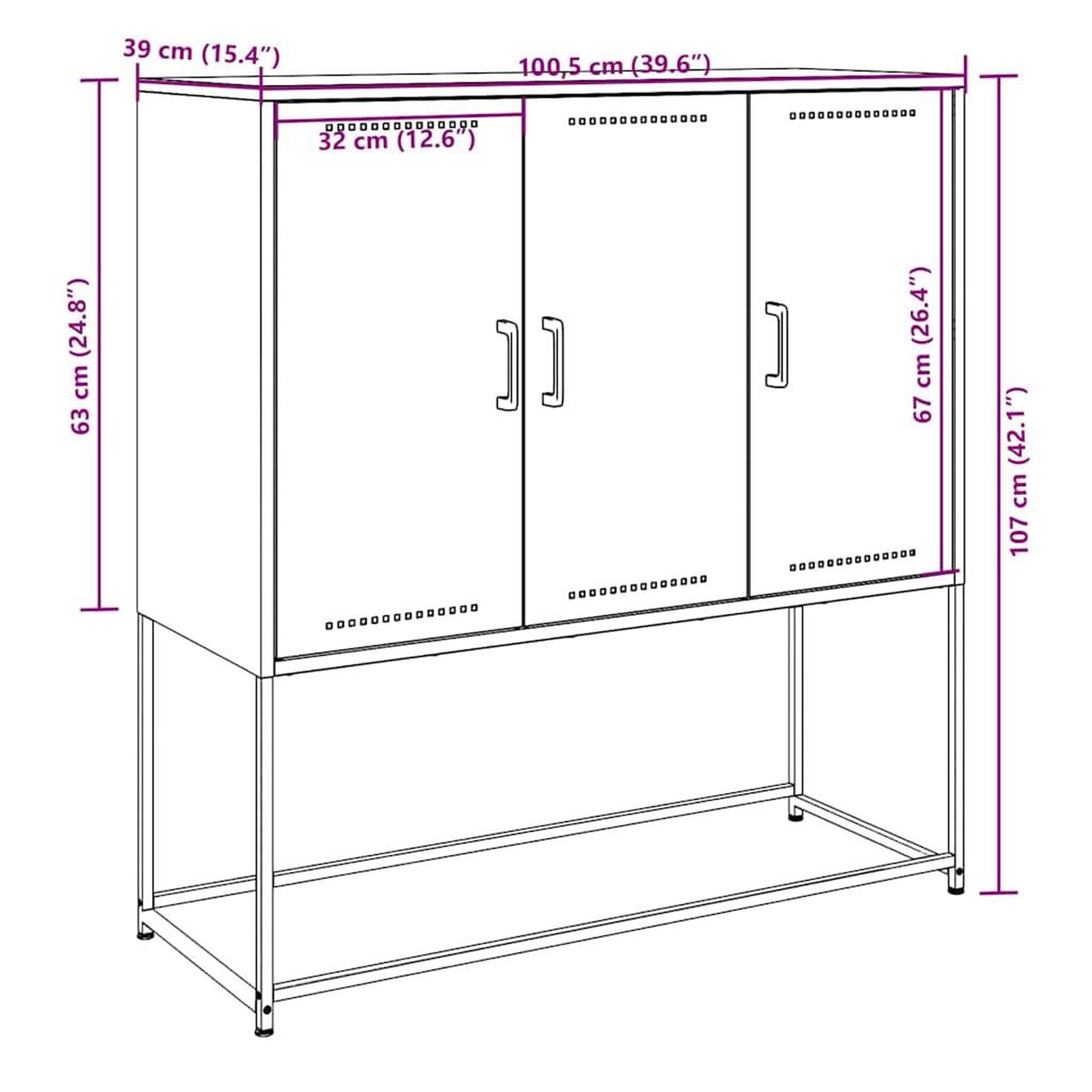 Voir la diapositive 6 : VIDAXL Buffet haut blanc 100,5x39x107 cm acier