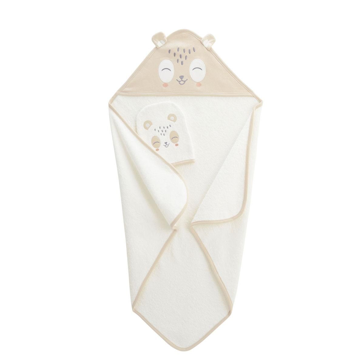 Petit Béguin Cape et gant de bain bébé Baby Panda