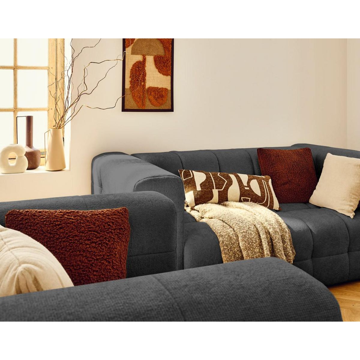 LISA DESIGN Suzano - canapé droit 2 places en tissu texturé