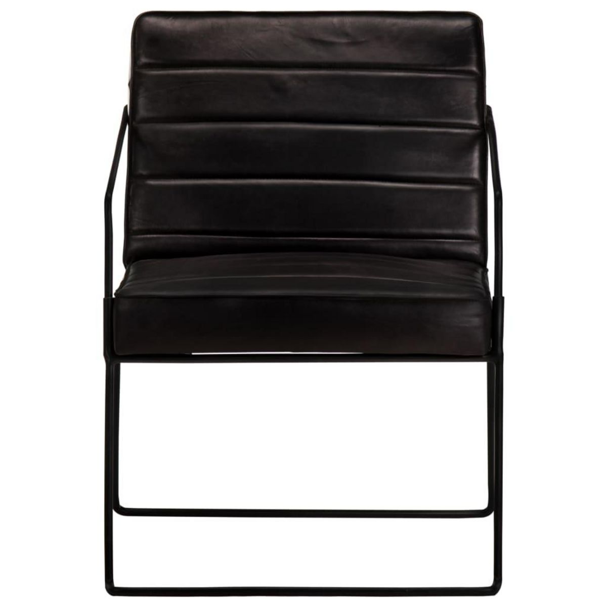 VIDAXL Fauteuil Noir Cuir veritable