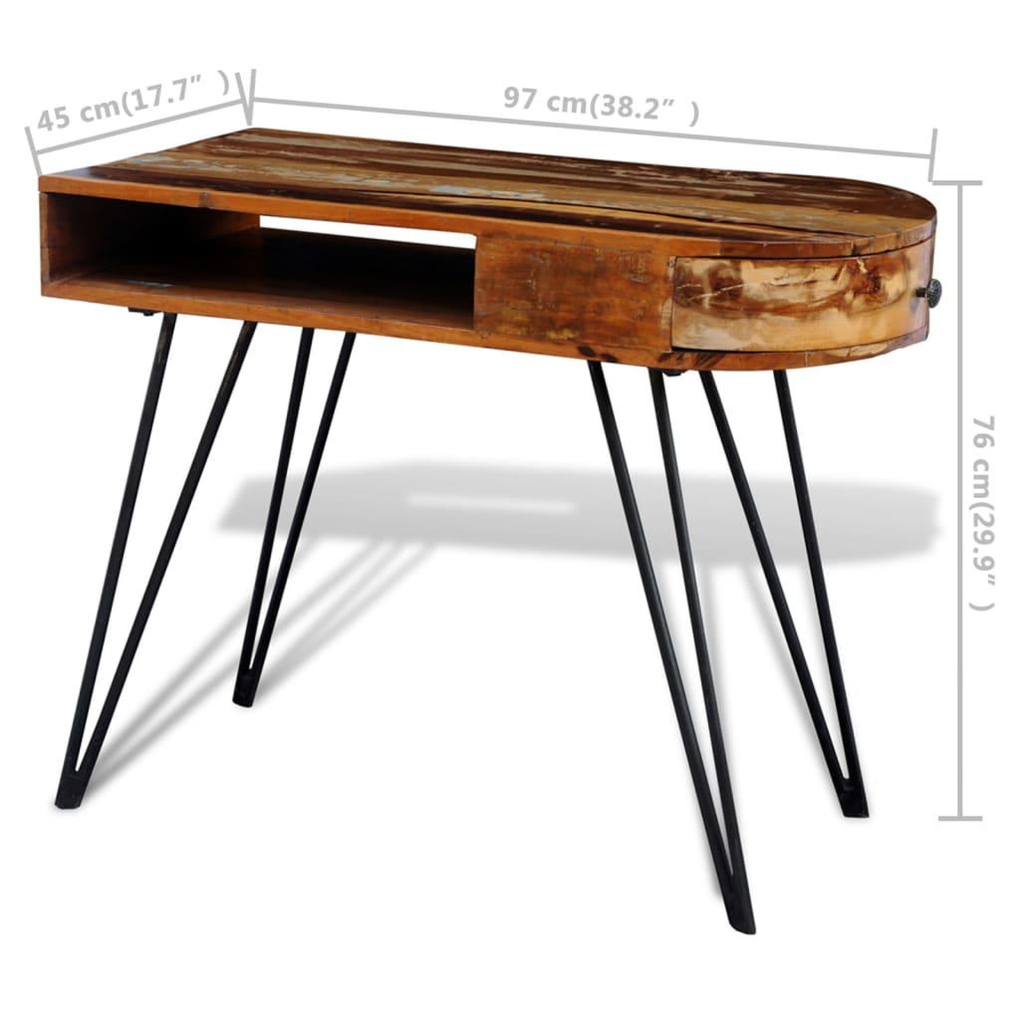 Voir la diapositive 6 : VIDAXL Bureau avec pieds en fer bois de recuperation solide