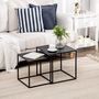 Voir la diapositive 2 : HOMCOM Lot de 2 tables basses gigognes carrées design contemporain encastrable acier noir
