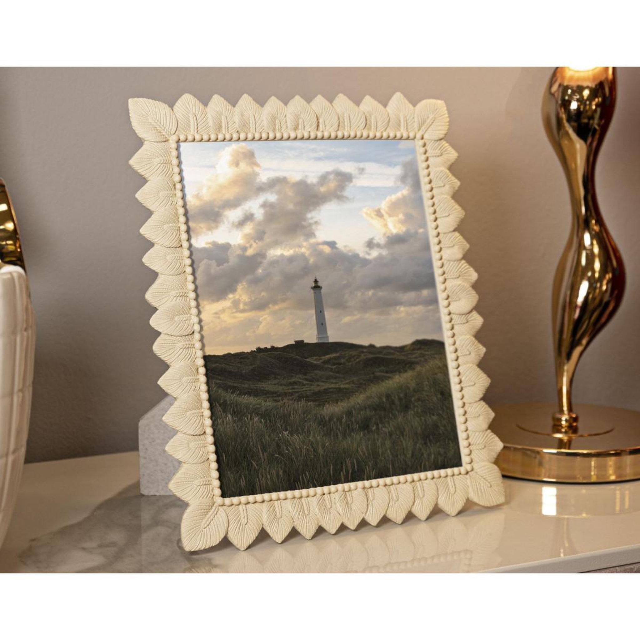 Voir la diapositive 5 : Paris Prix Cadre Photo Déco  Light Leaf  20x25cm Crème