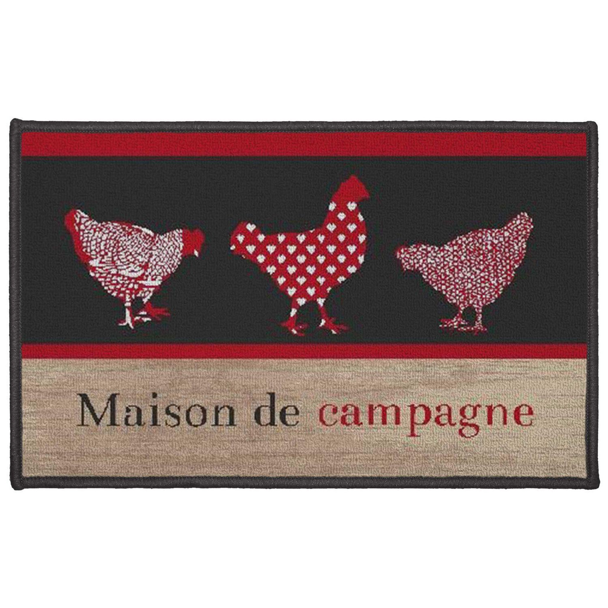 Douceur d'Intérieur Tapis rectangle maison de campagne - noir et rouge