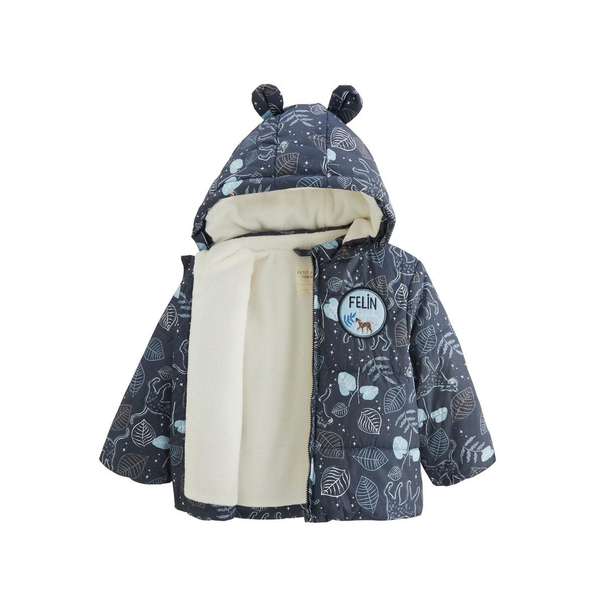 Voir la diapositive 3 : Petit Béguin Doudoune bébé intérieur polaire avec capuche félintrépide
