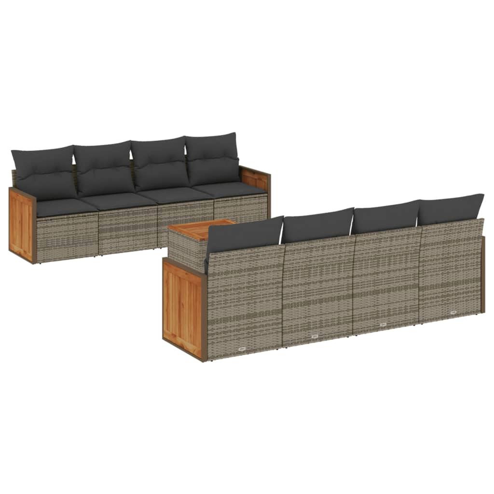 Voir la diapositive 2 : VIDAXL Salon de jardin 9 pcs avec coussins gris resine tressee