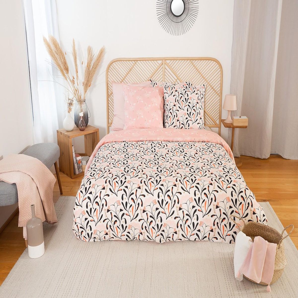 Home collection Parure housse de couette 100% satin de coton bio 78fils joy