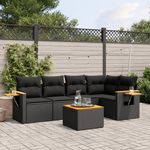 VIDAXL Salon de jardin 6 pcs avec coussins noir resine tressee
