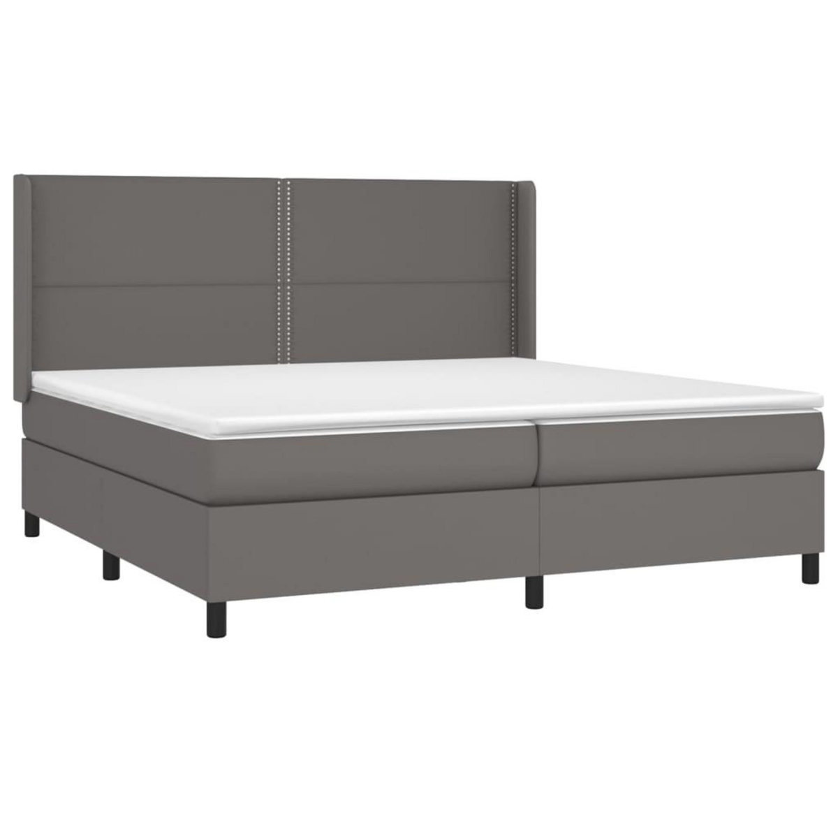 VIDAXL Sommier a lattes de lit avec matelas Gris 200x200 cm Similicuir