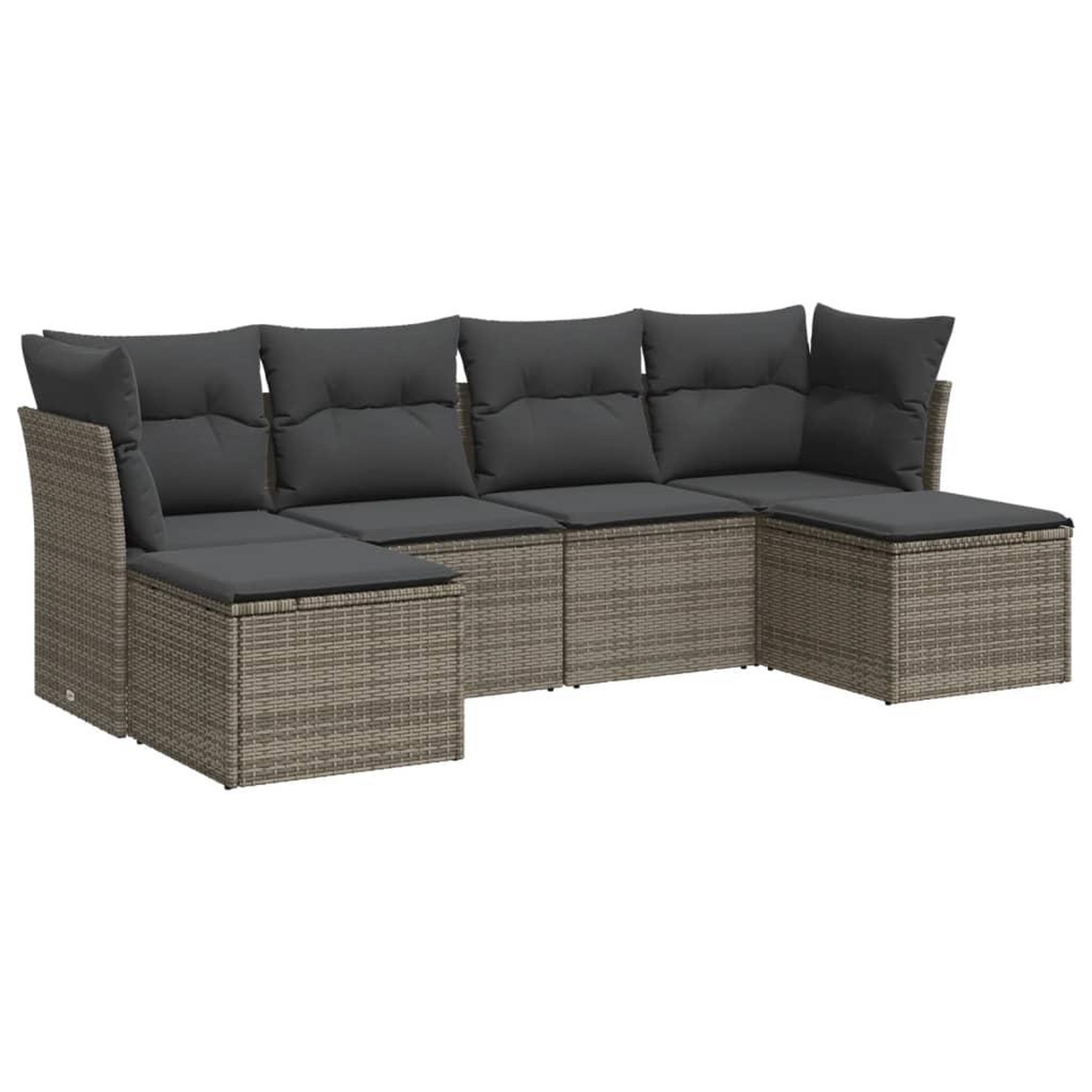Voir la diapositive 2 : VIDAXL Salon de jardin 6 pcs avec coussins gris resine tressee