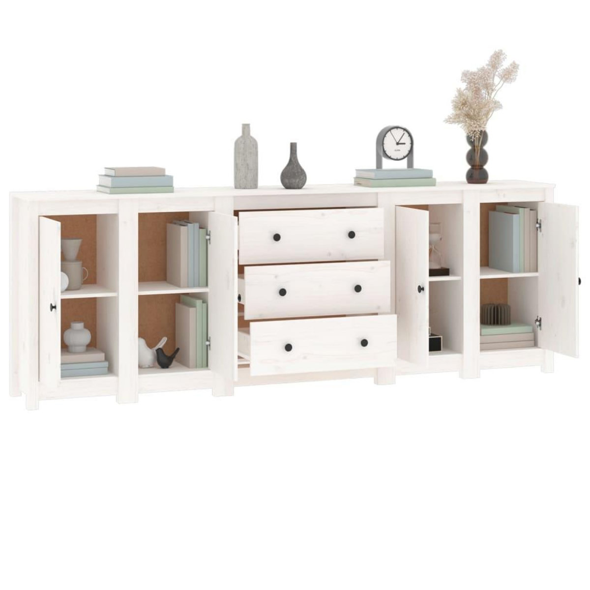 VIDAXL Buffet Blanc 230x35x80 cm Bois massif de pin