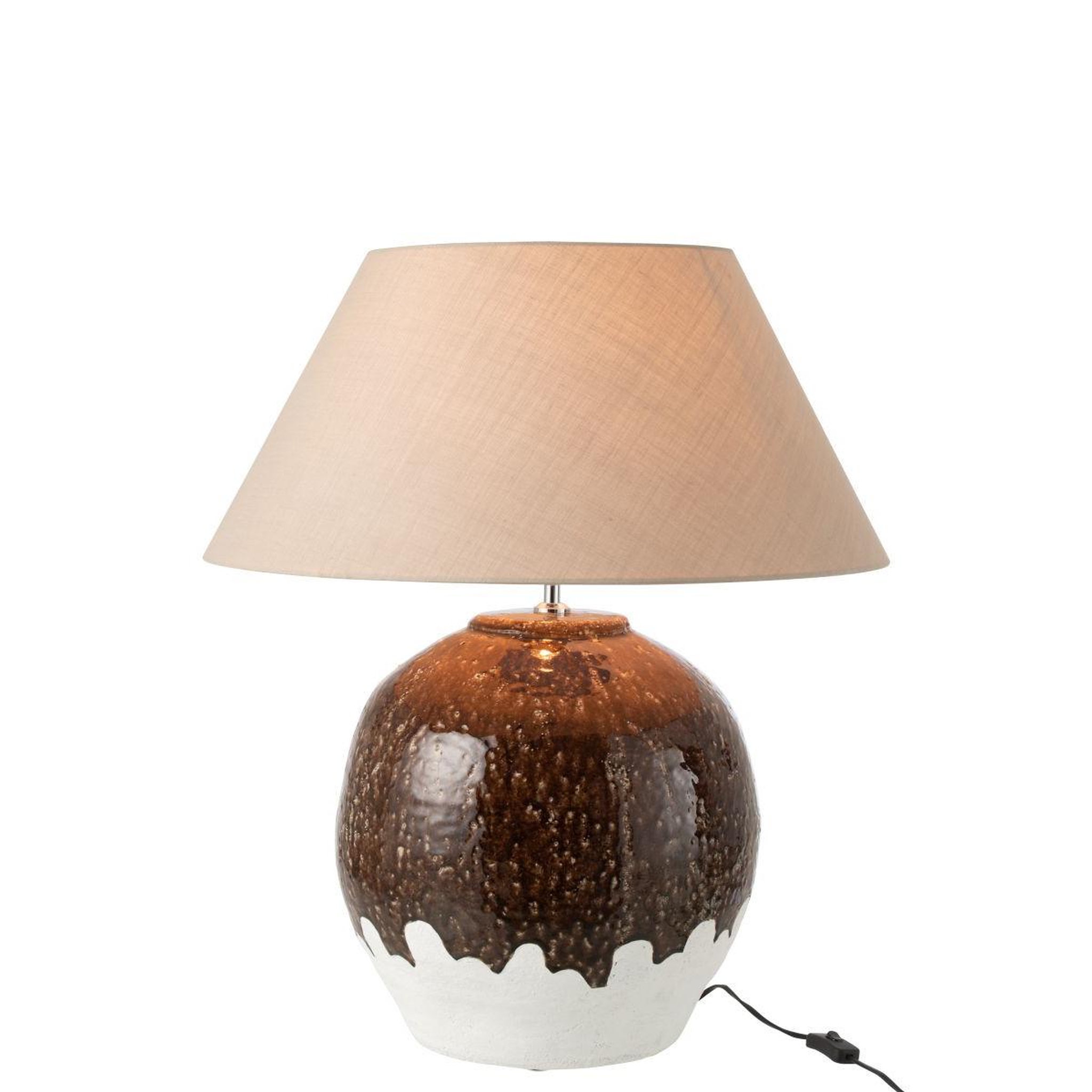 Voir la diapositive 2 : J-LINE Lampe à poser en argile  2 parties  78cm marron