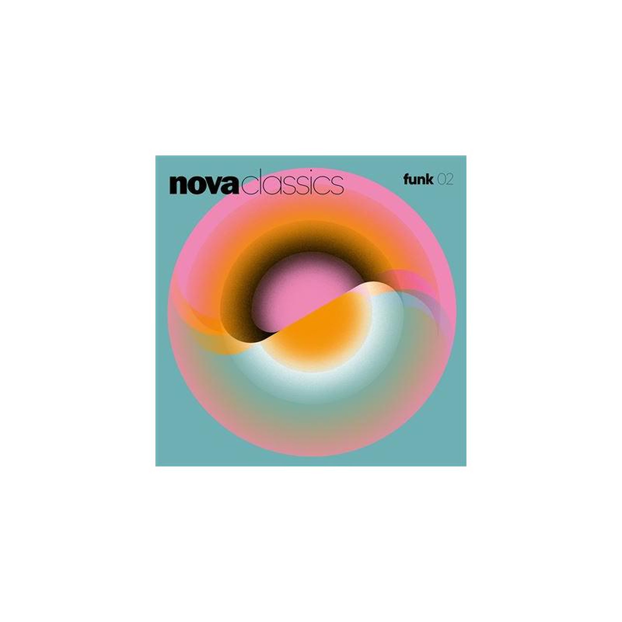 Disque vinyle nova classics funk volume 2 (funk 02) à la pochette carrée : motif abstrait en anneau