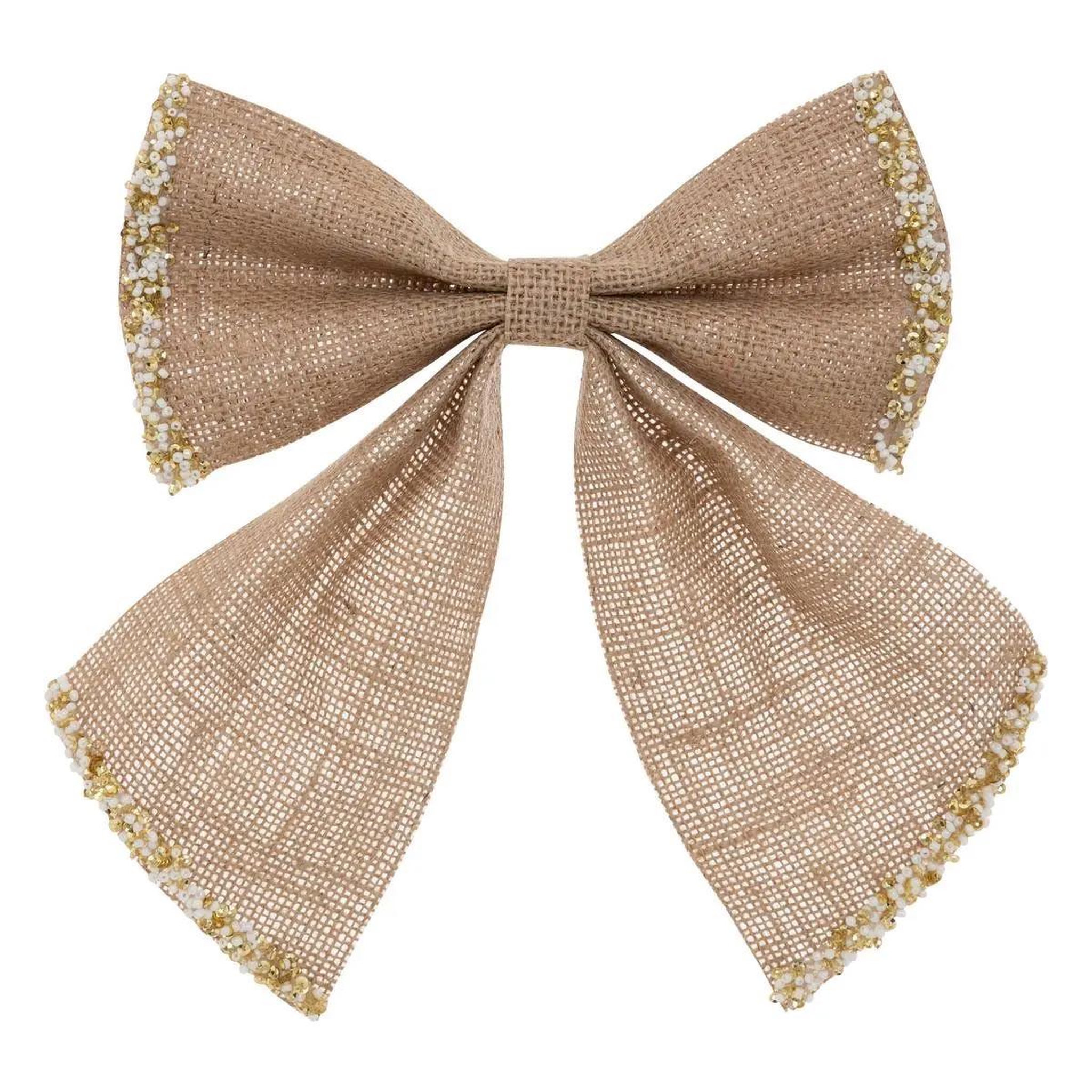 ATMOSPHERA Nœud déco noël en jute  givré  24cm naturel