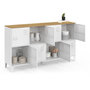 Voir la diapositive 4 : ID MARKET Buffet casier 139 cm ESTER 8 portes en métal blanc plateau bois design industriel
