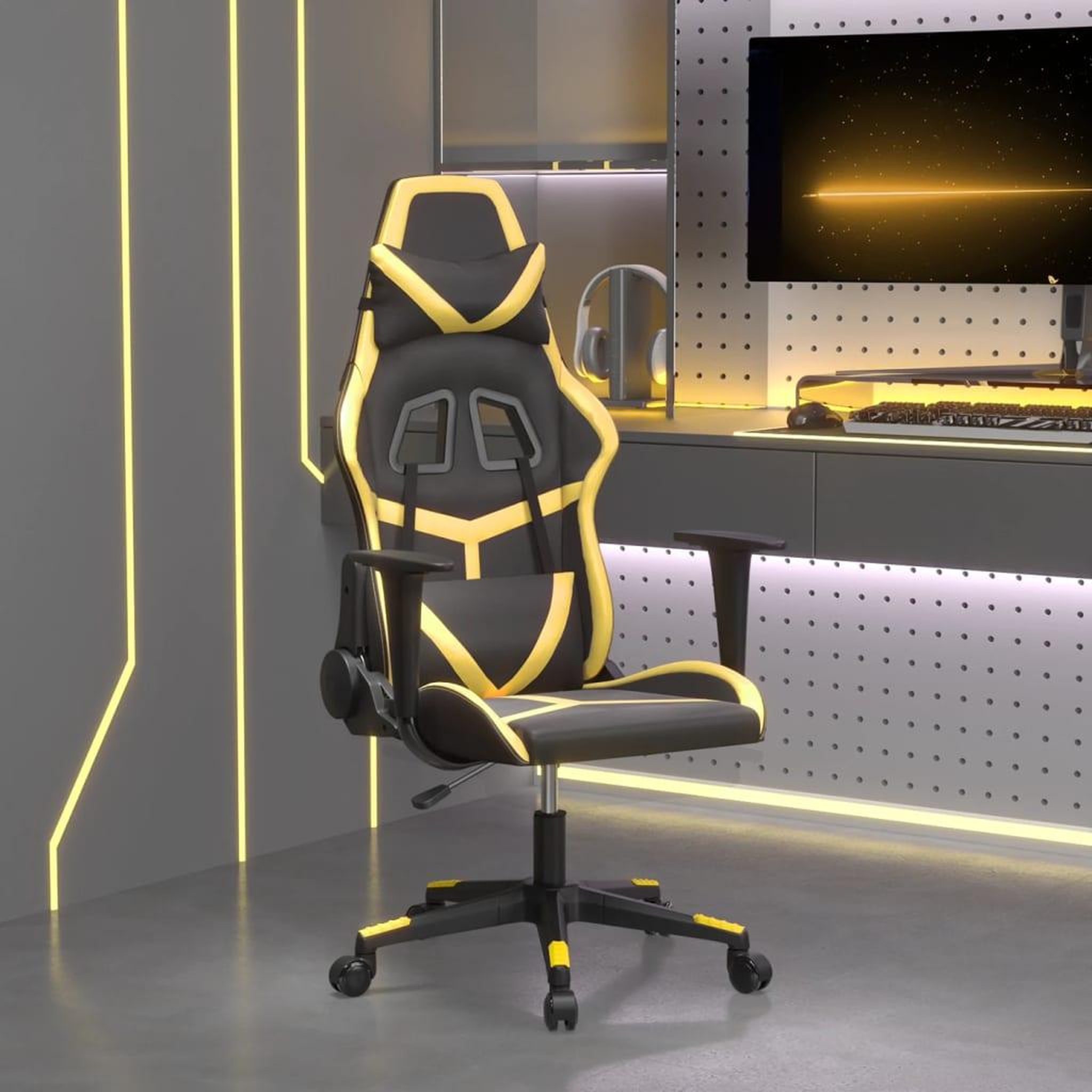 VIDAXL Chaise de jeu de massage Noir et dore Similicuir