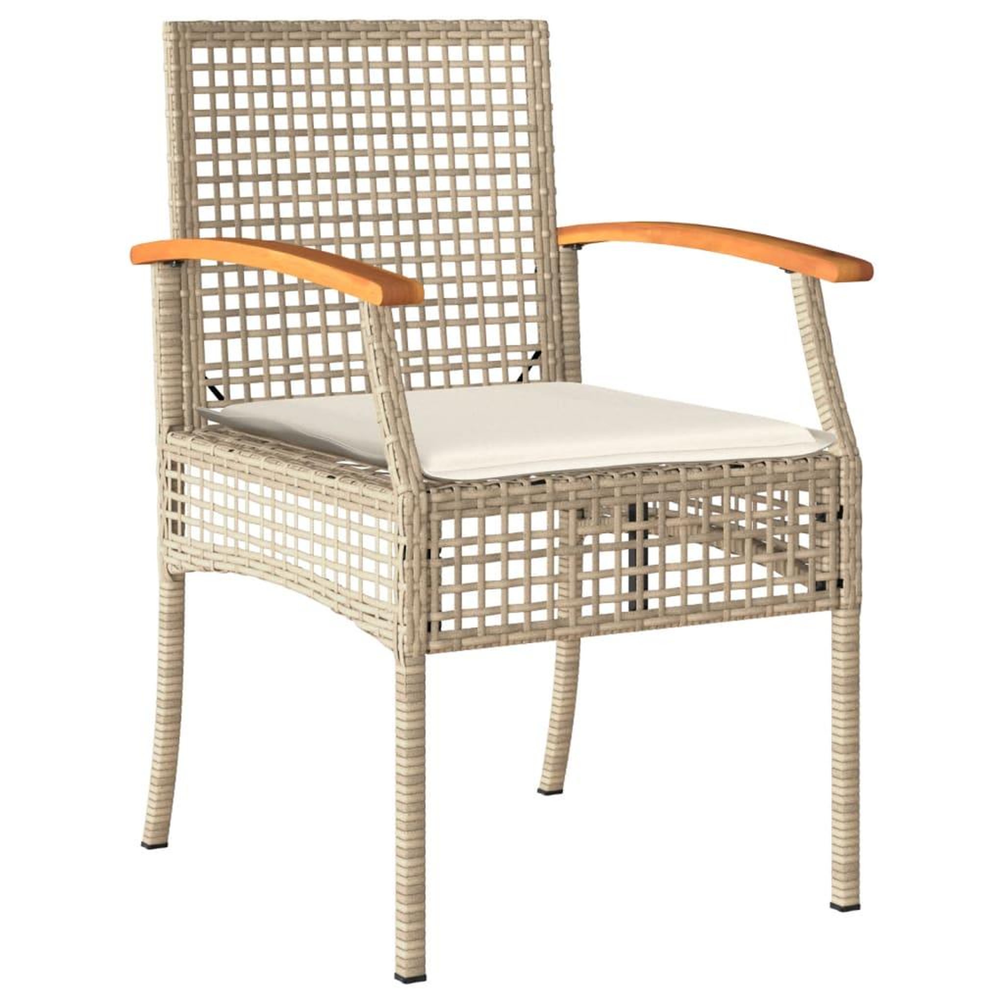 Voir la diapositive 5 : VIDAXL Chaises de jardin coussins lot de 2 beige resine tressee acacia