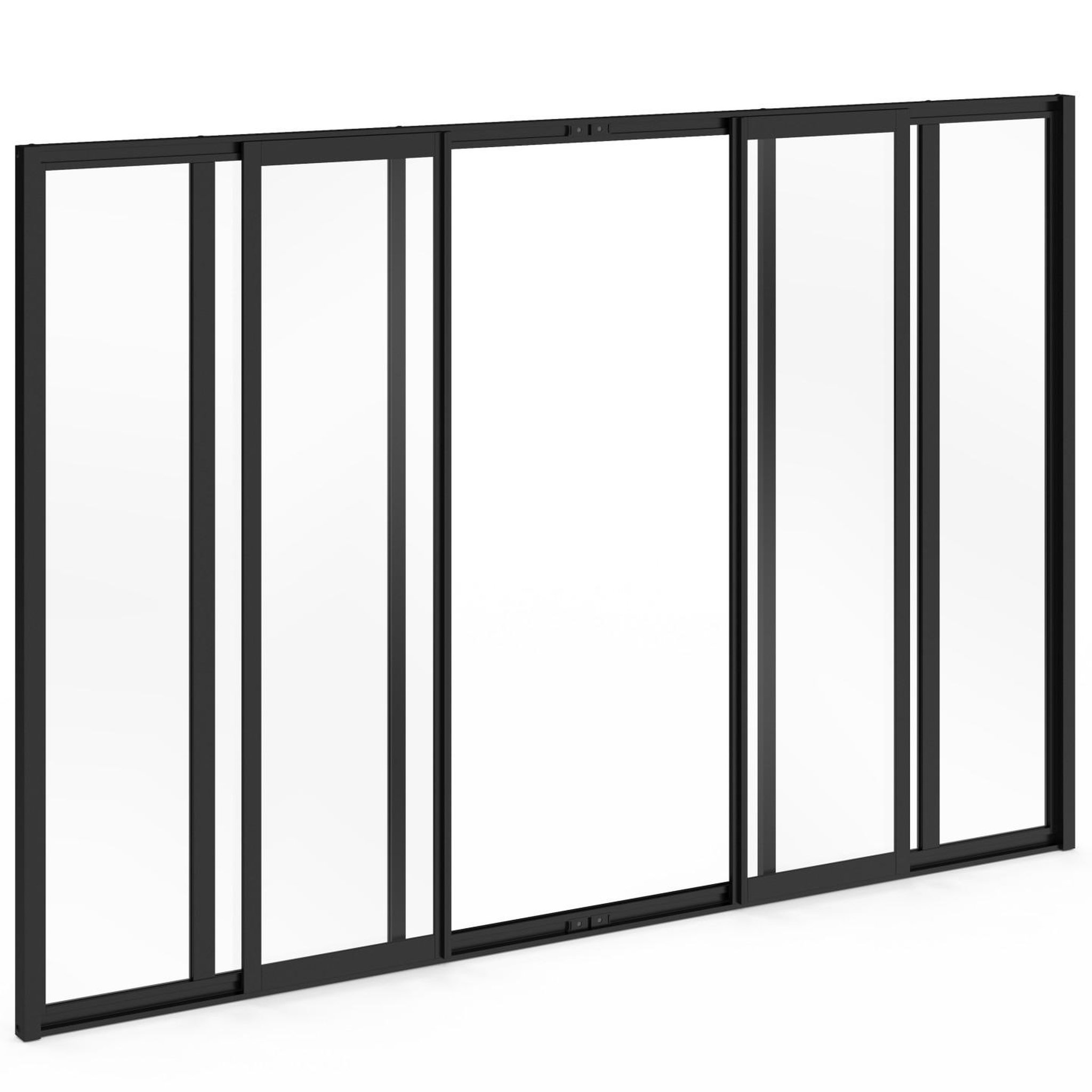 ID MARKET Verrière atelier coulissante 6 vitrages l. 160 x h. 108 cm en métal noir et verre trempé