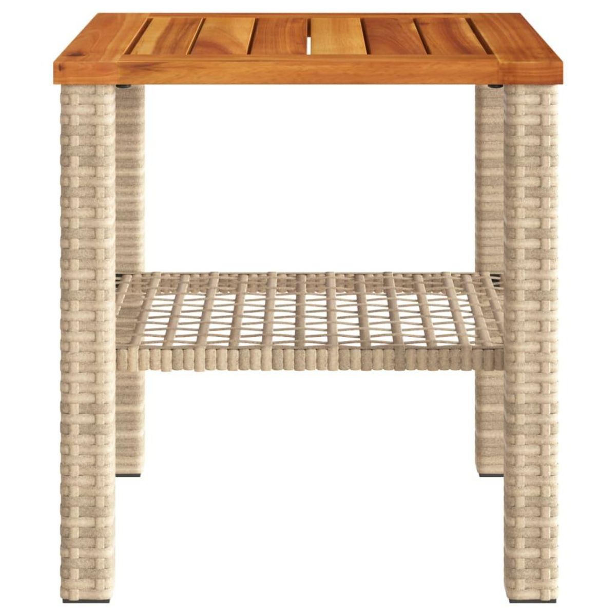VIDAXL Table de jardin beige 40x40x42 cm resine tressee et bois acacia
