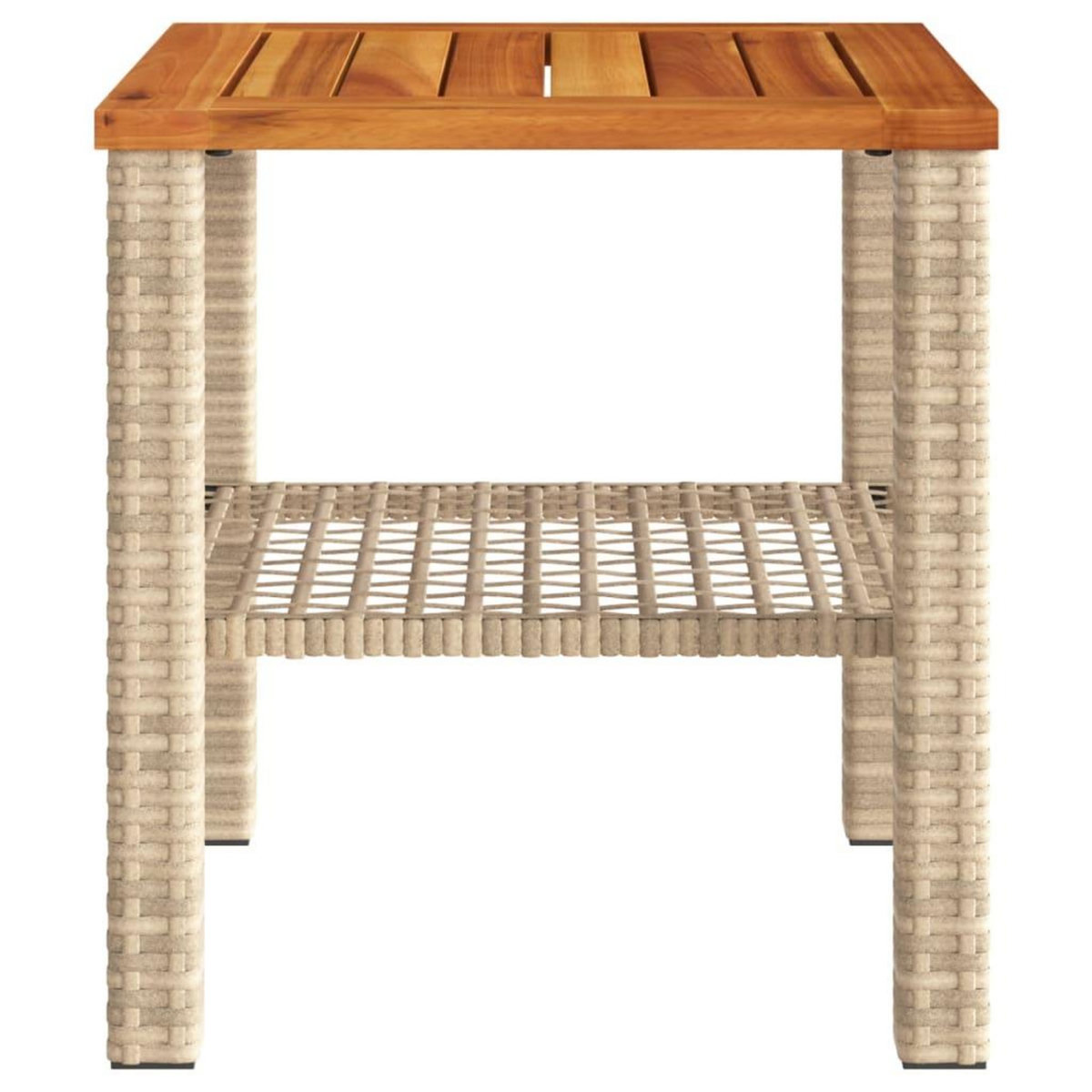 VIDAXL Table de jardin beige 40x40x42 cm resine tressee et bois acacia