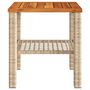 Voir la diapositive 4 : VIDAXL Table de jardin beige 40x40x42 cm resine tressee et bois acacia