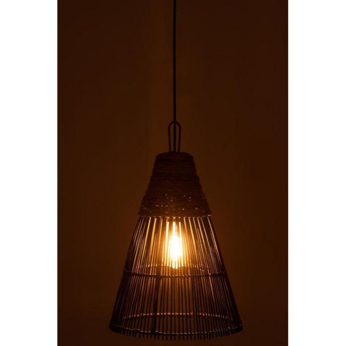 Paris Prix Lampe Suspension en Rotin  Cone  42cm Noir