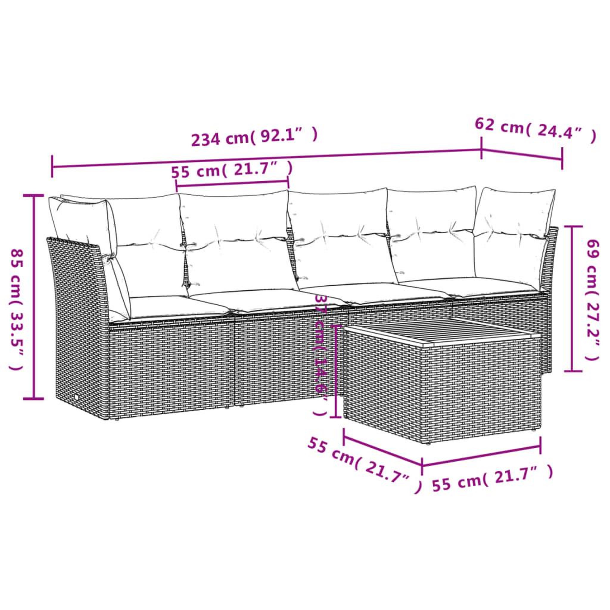 Voir la diapositive 3 : VIDAXL Salon de jardin avec coussins 5 pcs beige resine tressee
