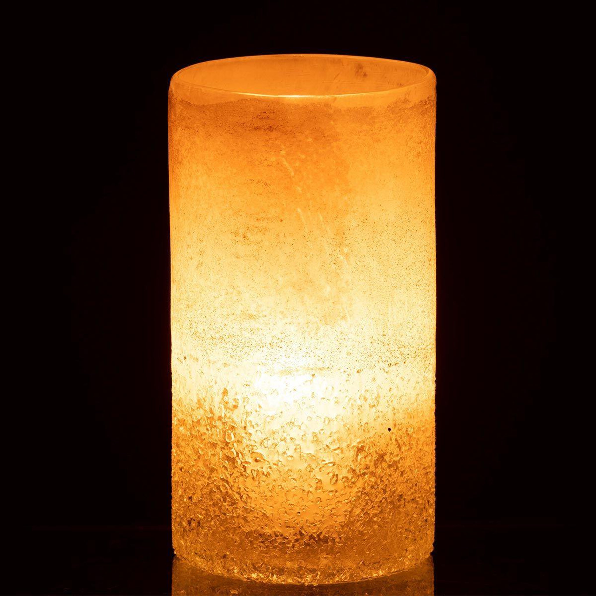 Voir la diapositive 3 : J-LINE Vase cylindre en verre  sumina  23cm beige