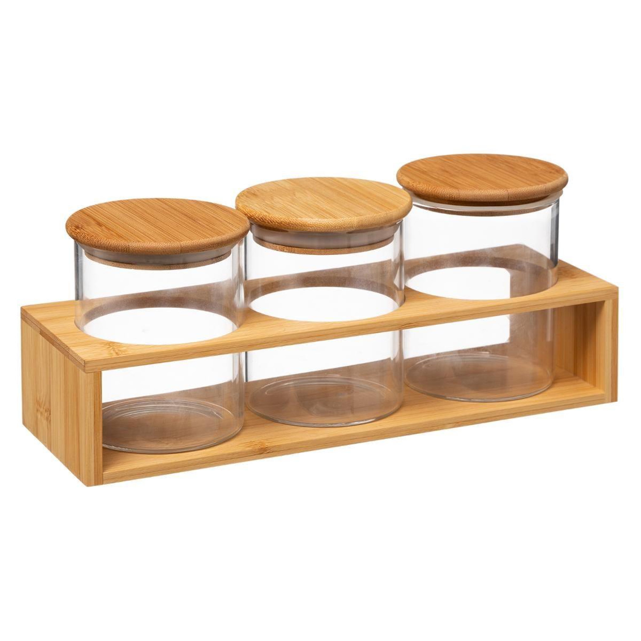Voir la diapositive 1 : FIVE Lot de 3 bocaux en verre  bambou  0,47l naturel