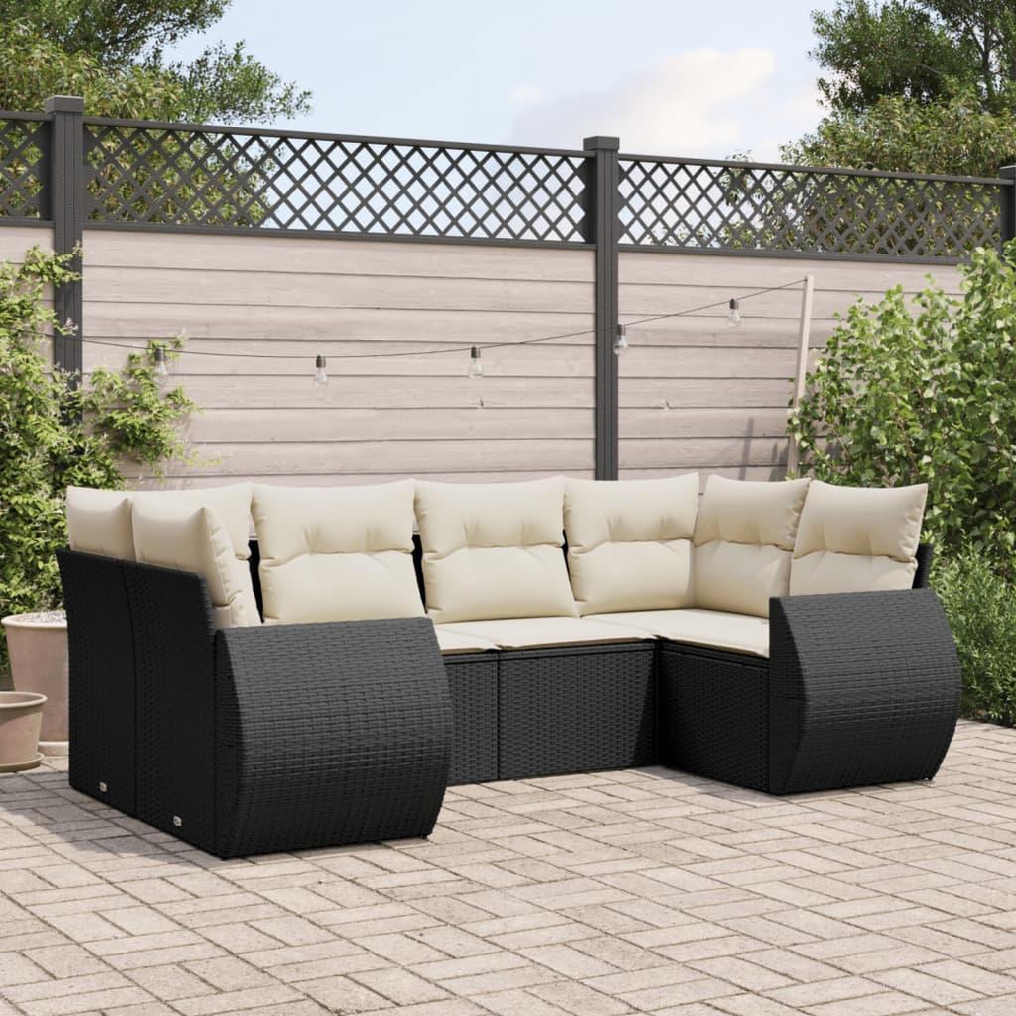 VIDAXL Salon de jardin 6 pcs avec coussins noir resine tressee