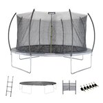 SWEEEK Trampoline rond Ø 490cm gris avec filet de protection intérieur - Jupiter Inner XXL - échelle. bâche. filet pour chaussures et kit d'ancrage 4.90m 490 cm