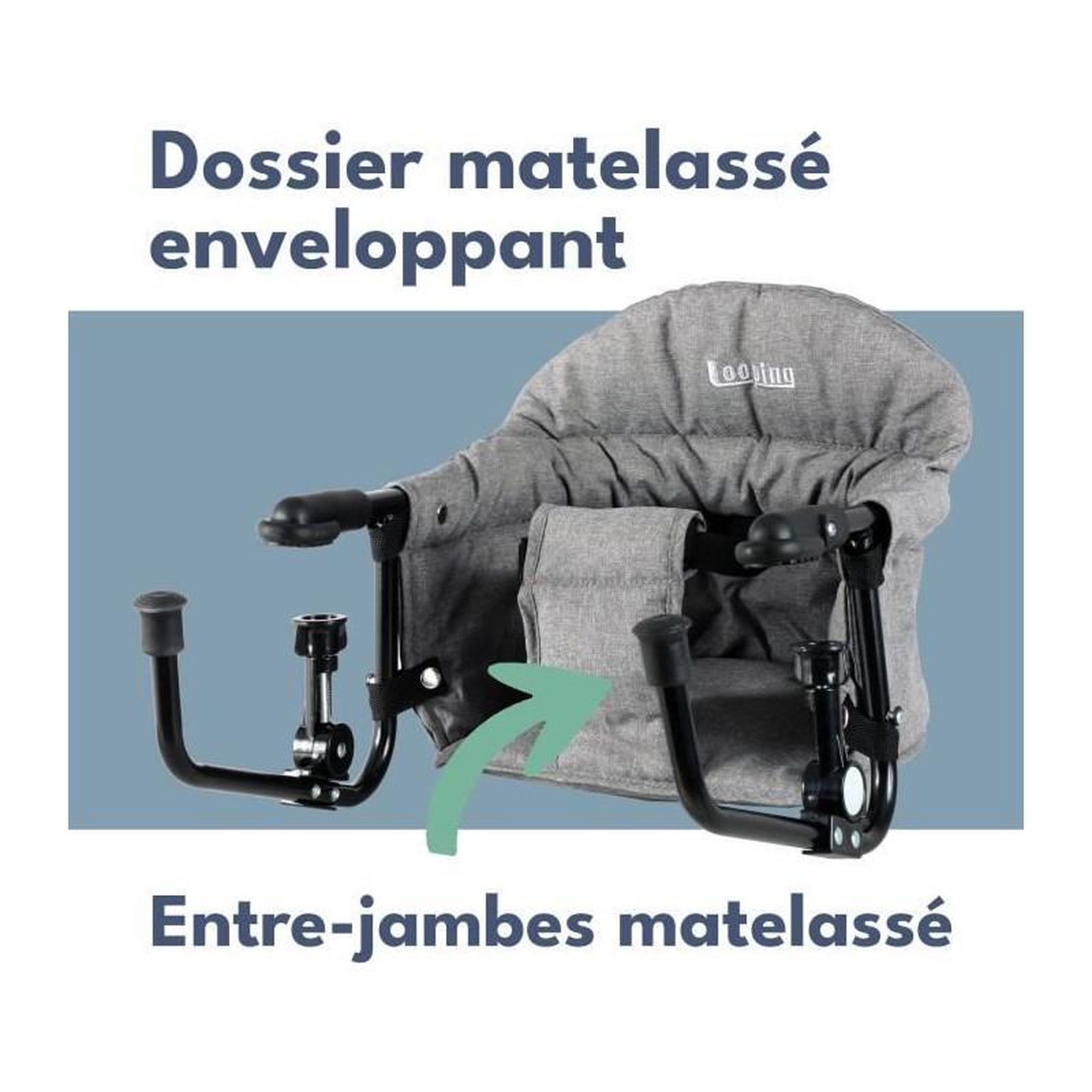 Voir la diapositive 3 : BAMBISOL Siege de table réhausseur BAMBISOL - Dossier Confort - Déhoussable et Lavable Machine - Fixation Multi-points
